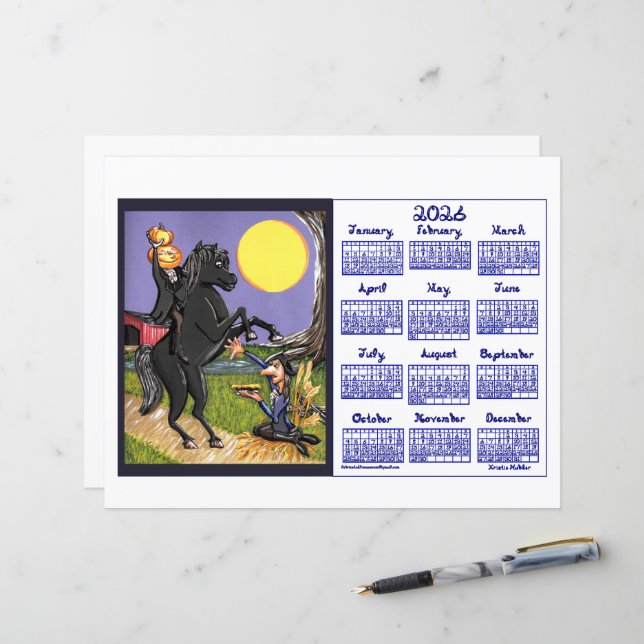 Papel de Calendário Inspirado em Sleepy Hollowing  (Frente/Verso In Situ)