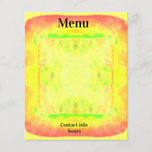 Papel de cardápio amarelo-claro (Frente)