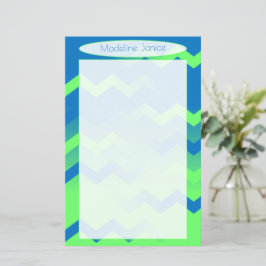 Papel de carta azul e verde Chevron para escrita m