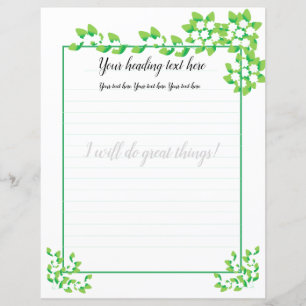 Papel de carta branco de revestimento floral da ja