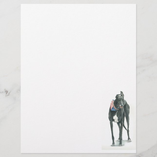 Papel de Carta com Arte de Galgo (Frente)