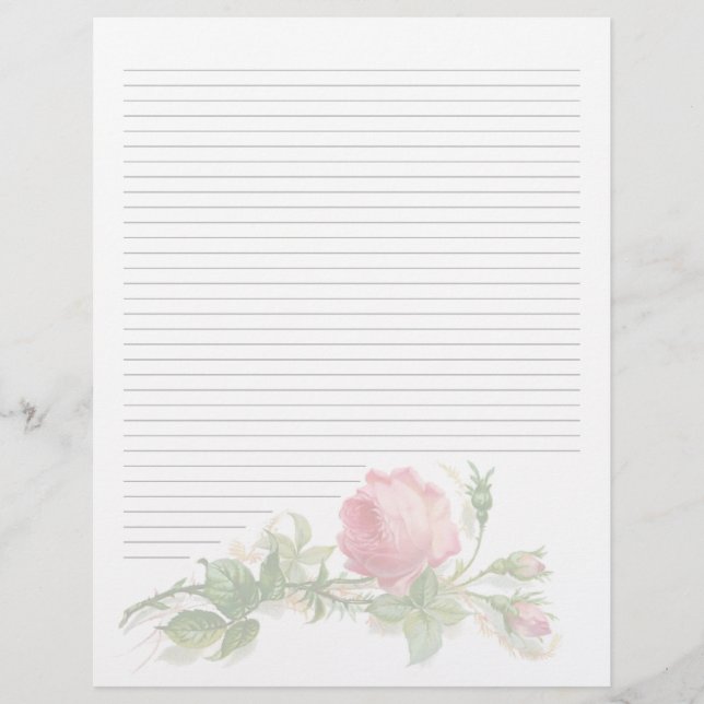 Papel de Carta com Linhagem Floral Vintage (Frente)