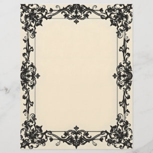 Papel de Carta com Moldura Damask Gótica