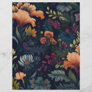 Papel de Carta com Padrão Floral de Íris Antigo