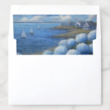 Papel de Carta com Pintura de Hortênsias Azuis de