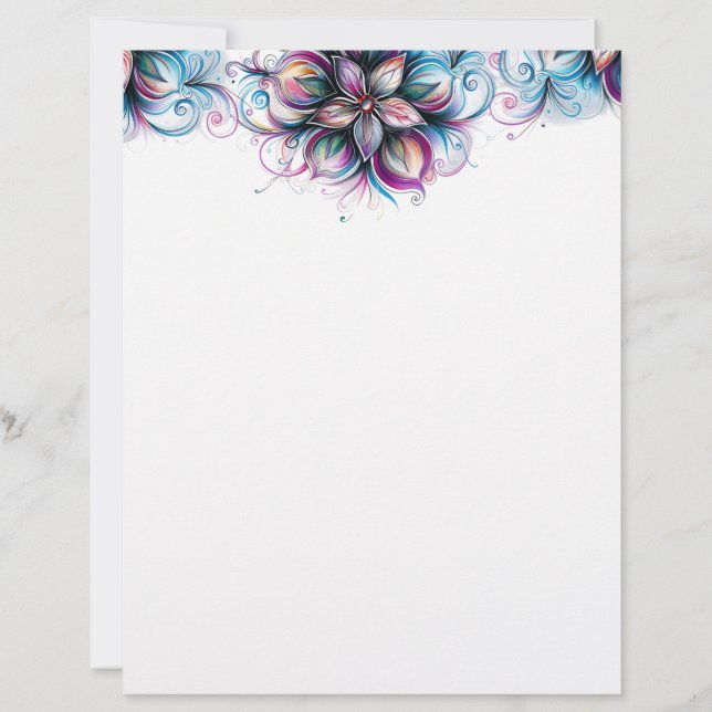 Papel de Carta com Redemoinho Floral Elegante (Frente)
