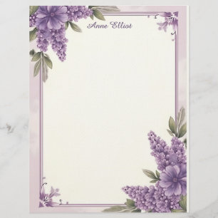Papel de carta da Estação Cantos de Flor Roxa