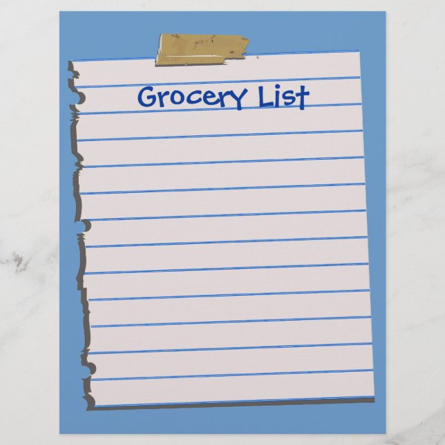 Papel de Carta da Grocery List (Frente)