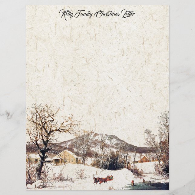 Papel de carta da letra do Natal da família do (Frente)
