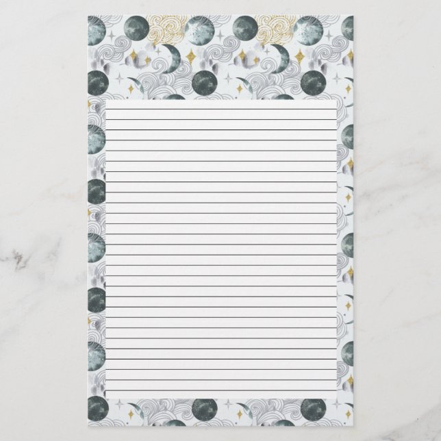 Papel de carta da Lua | Mystical Stationery (Frente)