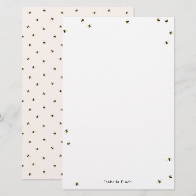 Papel de Carta das Abelhas de mel (Frente/Verso)