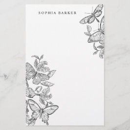 Papel de Carta das Borboletas Esquecidas a Preto e