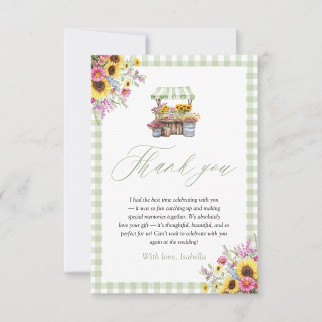 Papel de Carta de Agradecimento Green Gingham Fres (Frente)