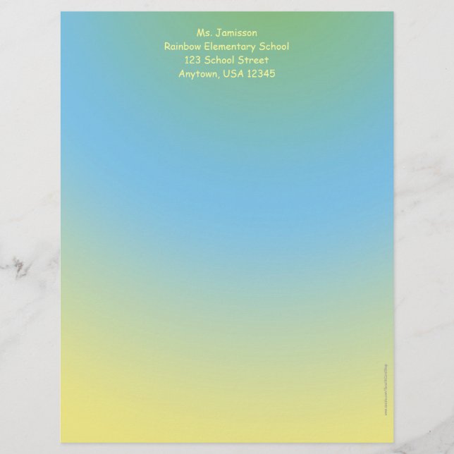 Papel de Carta de Apreciação do Professor, Azul e  (Frente)