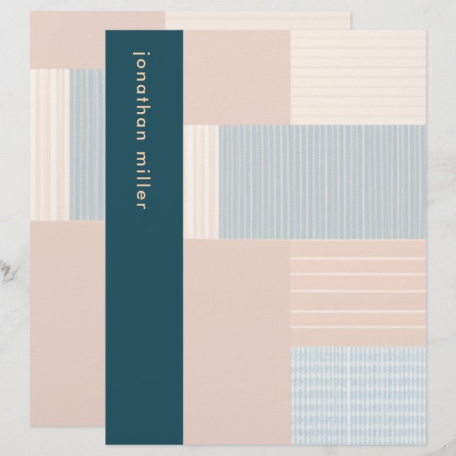 Papel de Carta de Arte Moderna Personalizado Monog (Frente/Verso)