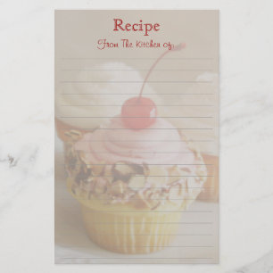 Papel de carta de Cupcake de cereja vermelha