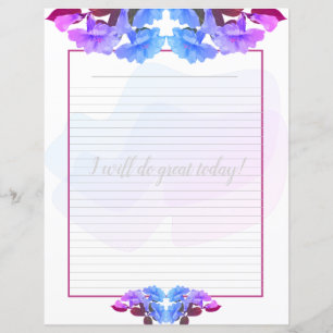 Papel de carta de Flores de Trompete Azul Roxo