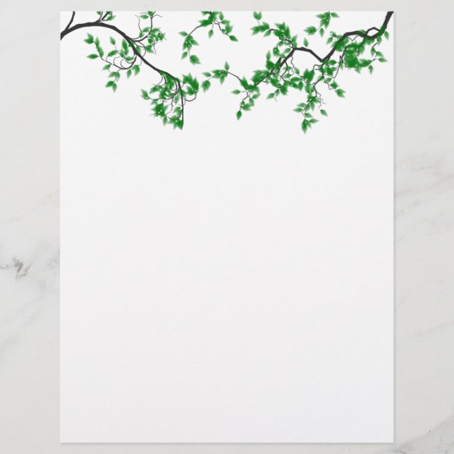 Papel de Carta de Fronteira de Folhas Verde bonito (Frente)