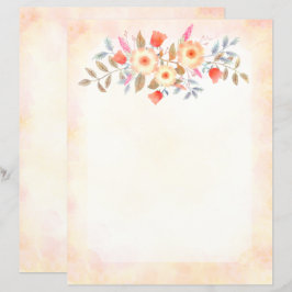 Papel de Carta de Gradação de Pêssego Botânico