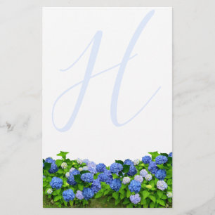 Papel de carta de Jardim de Hydrangea Azul Monogra