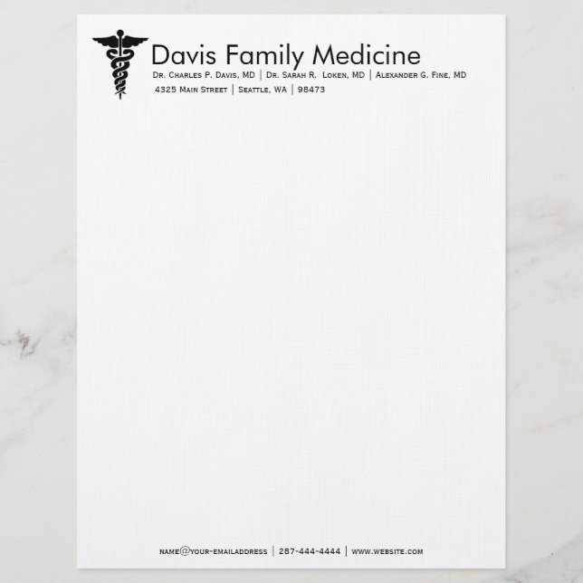 Papel de Carta de Médico Personalizado Profissiona (Frente)