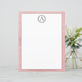 Papel de carta de monograma cor-de-rosa