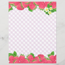 Papel de Carta de Morango Roxo Gingham