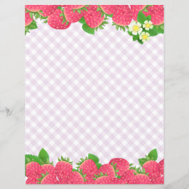 Papel de Carta de Morango Roxo Gingham