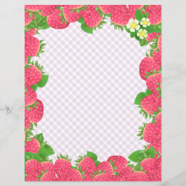 Papel de Carta de Morango Roxo Gingham