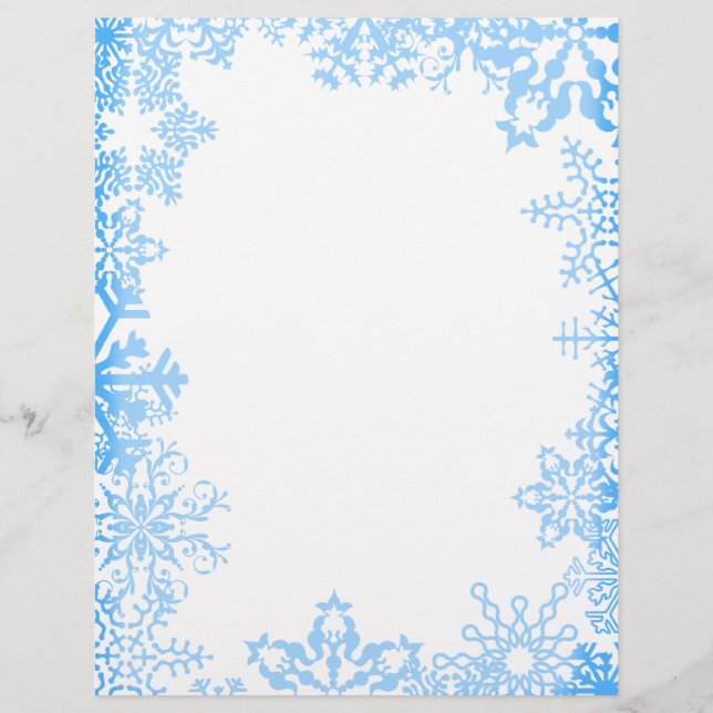 Papel de carta de Natal Blue Snowflake (Frente)