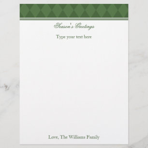 Papel de carta de Natal Verde Personalizado