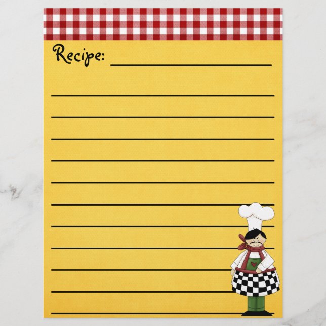 Papel de Carta de Receita do Chef (Frente)