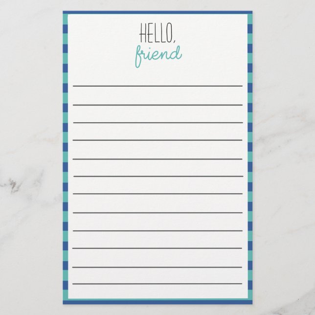 Papel De Carta De Teal E Azul (Frente)
