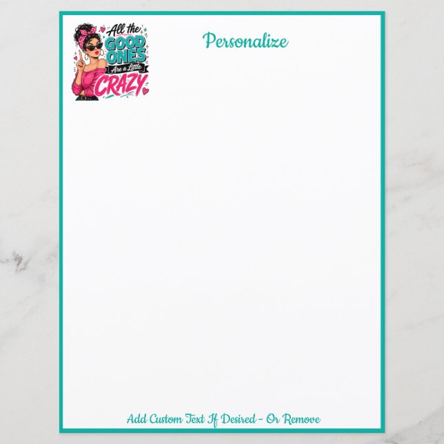 Papel de Carta Design Retro Pop Art Garota Louca (Frente)