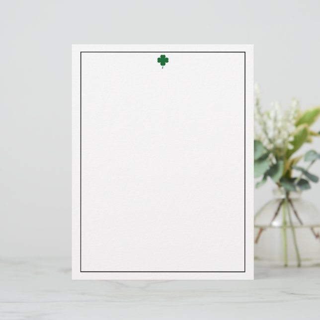 Papel de Carta Elegante Trevo de Quatro Folhas (Em pé/Frente)