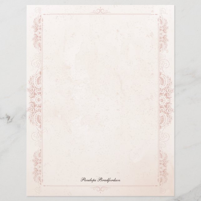 Papel de Carta Elegante Vitoriano Antigo com Nome (Frente)