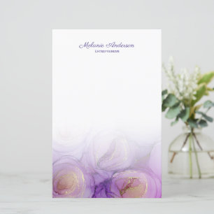 Papel de Carta Floral de Abstrato Roxo Chic