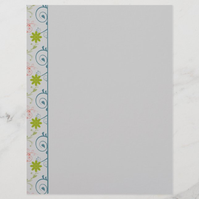 Papel de Carta Floral de Borda para Personalizar (Frente)