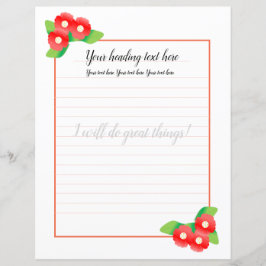 Papel de carta Floral de Magnolia Vermelha