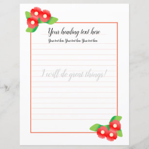 Papel de carta Floral de Magnolia Vermelha