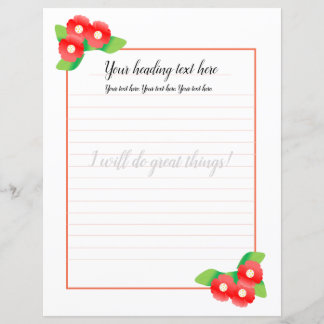 Papel de carta Floral de Magnolia Vermelha