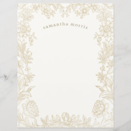 Papel de carta Floral de Marfim Desenhado Elegante