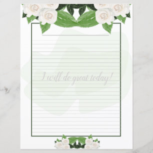 Papel de carta Floral de Rosas Brancas