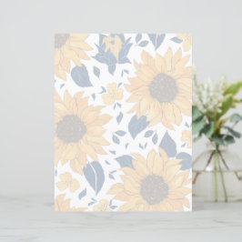 Papel de carta Floral - design lavado com girassói