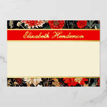 Papel de Carta Floral Horizontal Vermelho e Creme