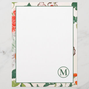 Papel de Carta Floral Monograma Elegante