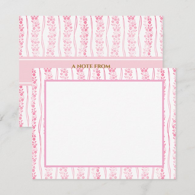 Papel de Carta Floral Rosa | Bloco de Notas de Pap (Frente/Verso)