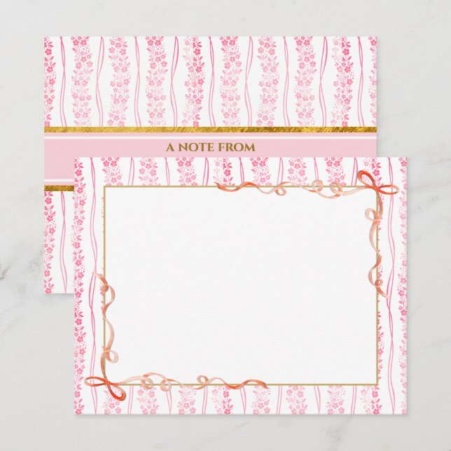 Papel de Carta Floral Rosa | Bloco de Notas de Pap (Frente/Verso)