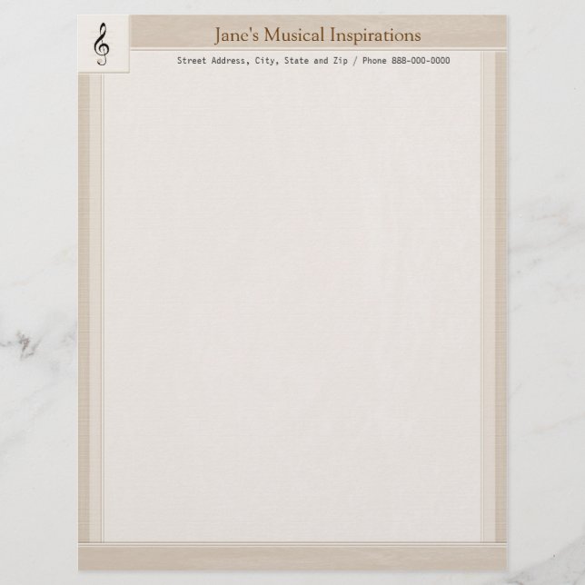 Papel de carta Letterhead De Professora De Música (Frente)