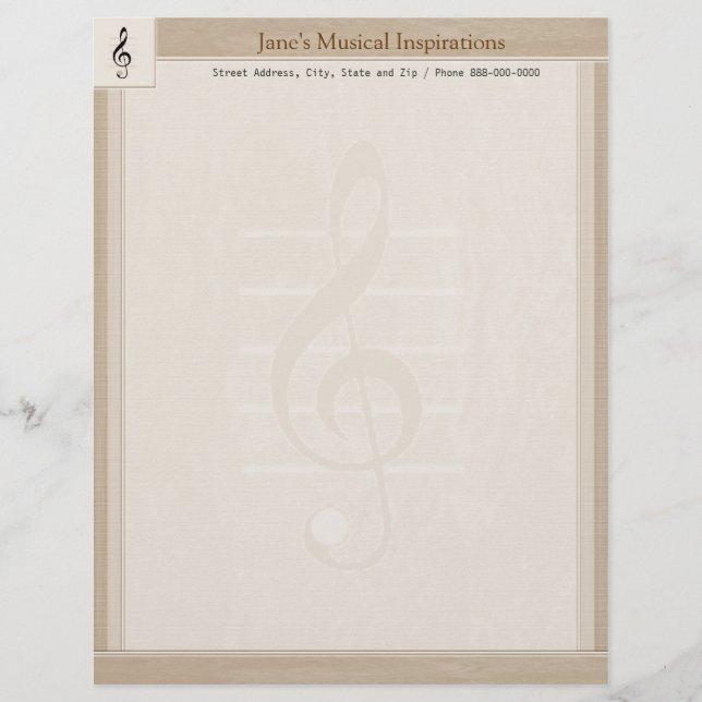 Papel de carta Letterhead De Professora De Música (Frente)